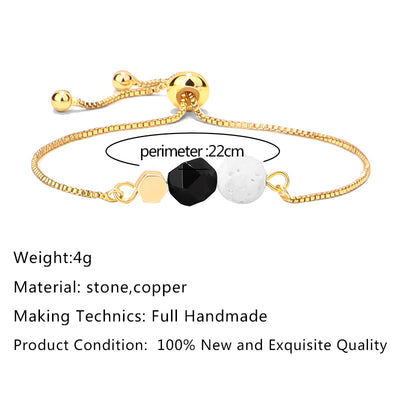 Pulsera Yoga Ojo de Tigre con Cadena de Oro 14K y Piedra Volcánica - Image 3