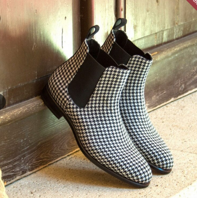 Botas Bajas de Cuadros para Hombre - Tacón Bajo y Punta Redonda - Image 11