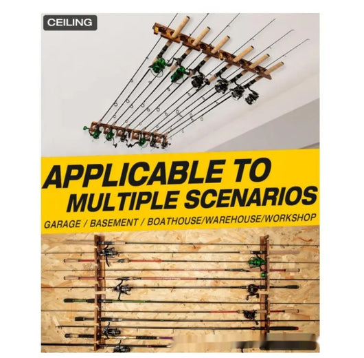 Organizador de Pared en Madera para Cañas y Accesorios de Pesca - Image 13