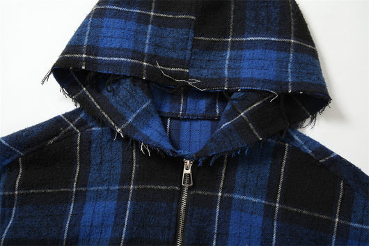 Camisa a Cuadros con Capucha Efecto Desgastado para Hombre - Image 12