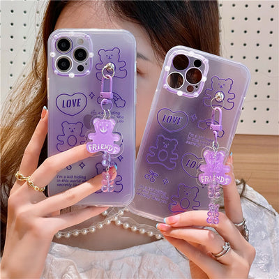 Funda Soft Shell para iPhone 12 Pro y 13 con Dije Osito Púrpura - Image 9