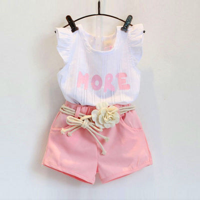 Conjunto de Dos Piezas Infantil con Blusa de Vuelos y Shorts Jacquard Floral - Image 5