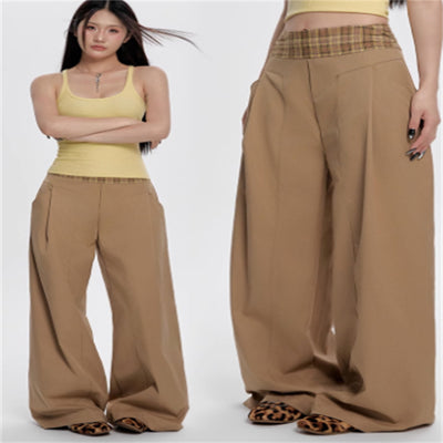 Pantalones Casuales de Cintura Alta a Cuadros para Mujer - Colección Verano