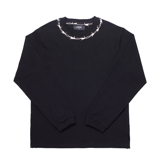 Camiseta Manga Larga Holgada con Escote de Espinas Bordadas y Abertura Lateral - Image 2