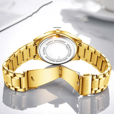Reloj de Negocios Tuhao Gold Diamond con Cuarzo Resistente al Agua y Esfera Luminosa - Image 12
