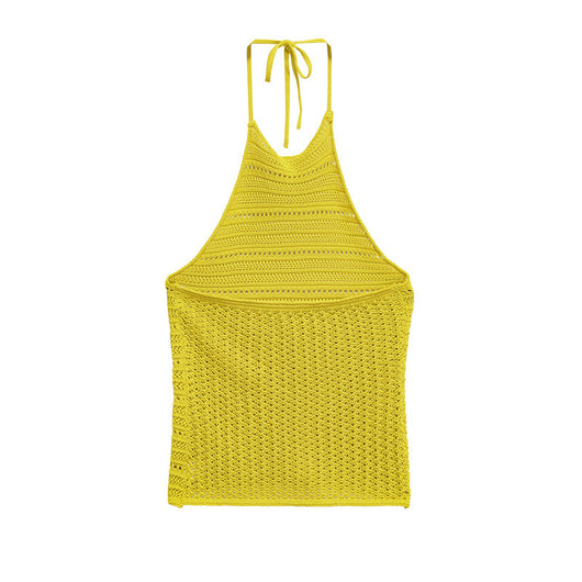 Suéter Tejido Hueco con Escote Halter para Mujer - Image 8