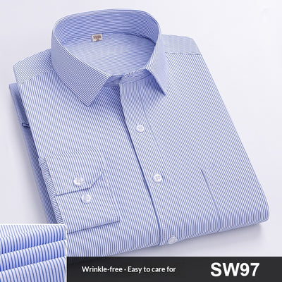 Camisa de Trabajo Manga Larga a Rayas Azules para Hombre - Image 3