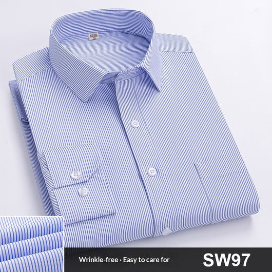 Camisa de Trabajo Manga Larga a Rayas Azules para Hombre - Image 3