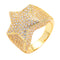 Anel Masculino Hip-Hop Estrela de Cinco Pontas Explosiva com Zircônia, Dourado Real Galvanizado Microincrustado com Zircônia, Dourado Nº 7