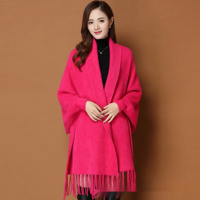 Chal Grueso de Invierno con Mangas de Visón Sintético - Bufanda Clásica para Mujer - Image 9