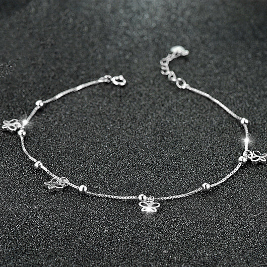 Pulsera Tobillera de Plata 925 con Mariposa Estilo Coreano - Image 10