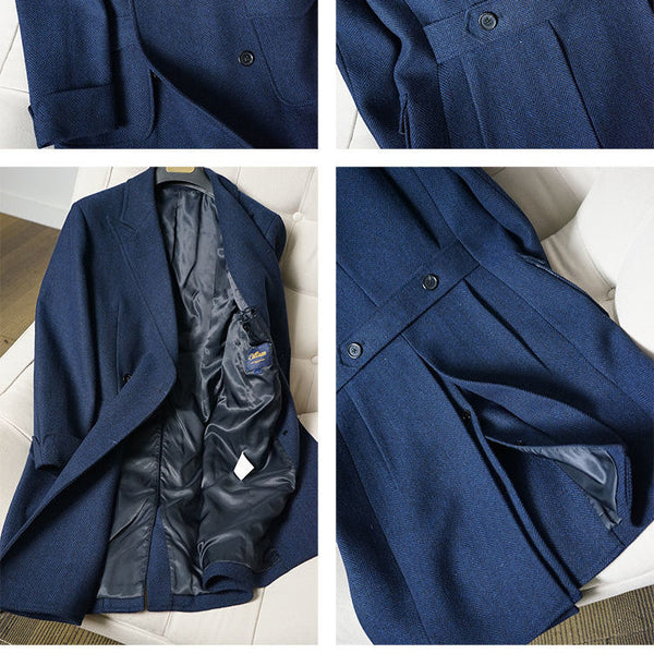 Abrigo Tweed Vintage Británico Talla Grande Corte Slim