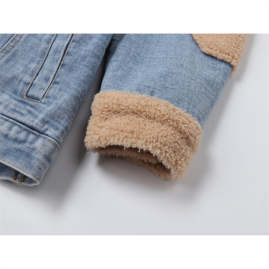Chaqueta Denim con Forro de Lana de Cordero y Costuras Sueltas - Image 7
