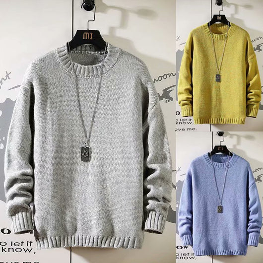 Suéter Cuello Redondo Hombre Estilo Coreano Tendencia Otoño