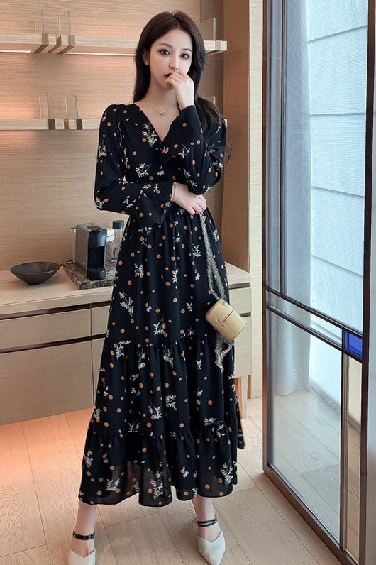 Vestido Retro Floral Francés con Cintura Entallada - Image 4