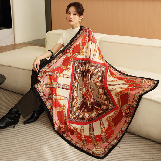 Pañuelo Cuadrado de Satén Estampado Cashew para Mujer - Image 48