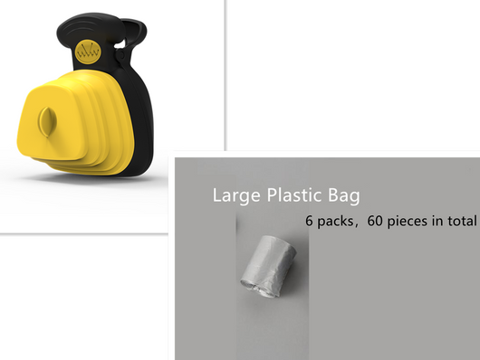 Blue and black foldable pet poop bag dispenser with an integrated scoop, ideal for travel and outdoor use. - Image 15