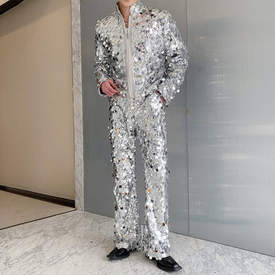 Conjunto de Traje Brillante para Hombre - Chaqueta y Pantalón Estilo Discoteca - Image 8