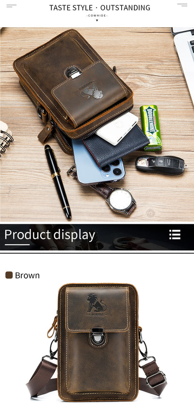 Bolsa Mensajera de Cuero con Cinturón Multifuncional para Hombre - Image 7