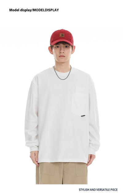 Camiseta Suelta de Cuello Redondo Manga Larga Básica para Hombre - Image 27