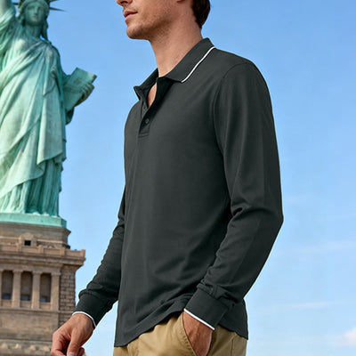 Polo Jacquard de Manga Larga Secado Rápido para Hombre - Image 21