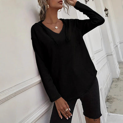 Sudadera Plus Size con Cuello V y Cordones Ajustables para Mujer