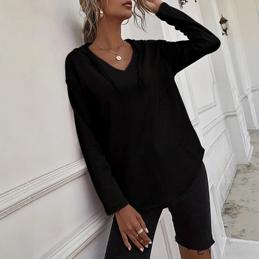 Sudadera Plus Size con Cuello V y Cordones Ajustables para Mujer
