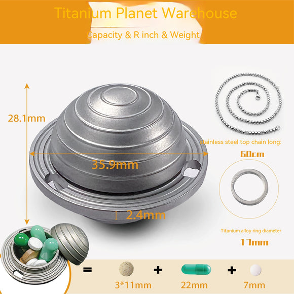 Pastillero Hermético de Titanio Puro con Llavero Impermeable