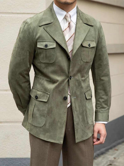 Abrigo Trench Casual Italiano de Bolsillos Múltiples para Hombre - Image 10