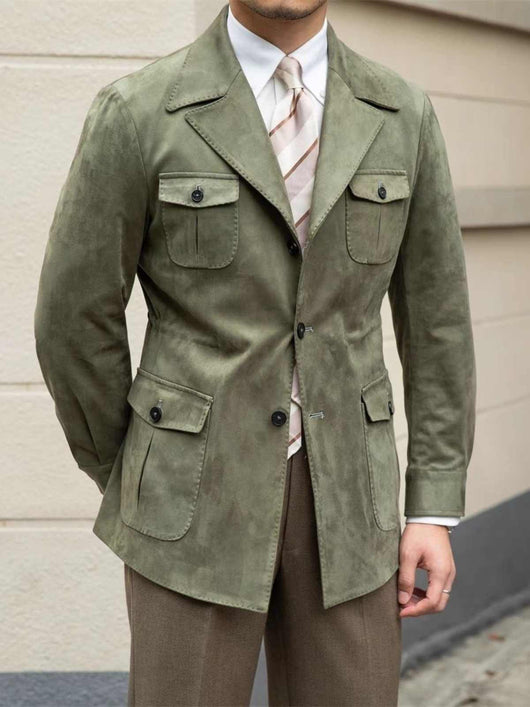 Abrigo Trench Casual Italiano de Bolsillos Múltiples para Hombre - Image 10