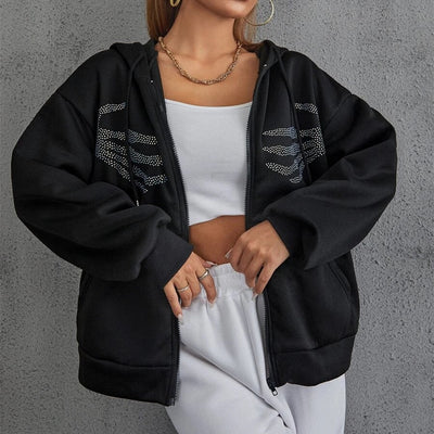 Sudadera con Capucha y Calavera Brillante - Cardigan Deportivo para Mujer - Image 13