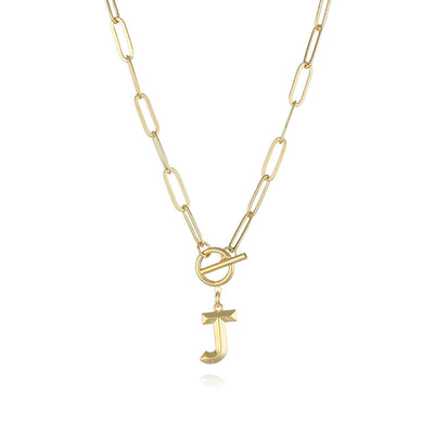 Collar de Letra Chapado en Oro Real Estilo Hip Hop - Image 21