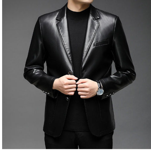 Chaqueta de Cuero PU Casual para Hombre Joven y Adulto - Image 9