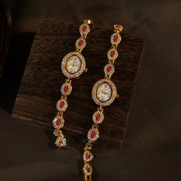 Reloj Elegante Ovalado Arcoíris con Cristales de Lujo para Mujer