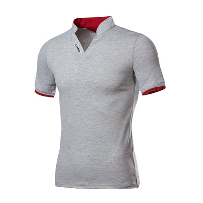 Camisa de Cuello Parado con Letras Bordadas de Manga Corta - Image 14