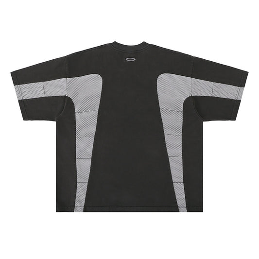 Camiseta Deportiva Patchwork Colores Vintage Suelta Secado Rápido - Image 2