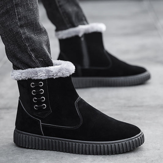Botas Impermeables para Nieve en Algodón Grueso Negro para Hombre