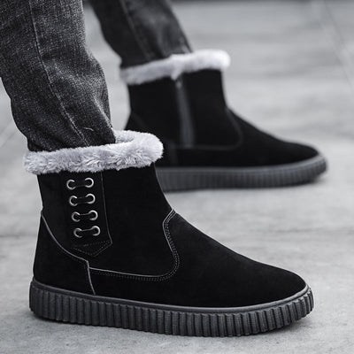 Botas Impermeables para Nieve en Algodón Grueso Negro para Hombre