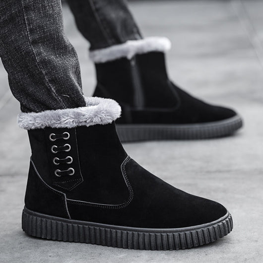 Botas Impermeables para Nieve en Algodón Grueso Negro para Hombre