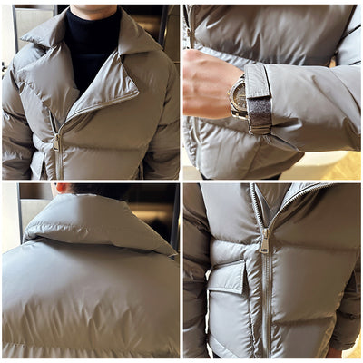 Chaqueta Acolchada de Plumas para Hombre con Cuello Clásico - Image 10