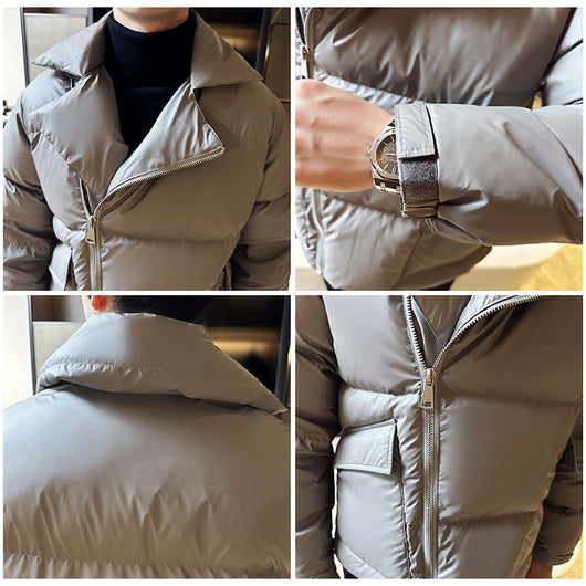 Chaqueta Acolchada de Plumas para Hombre con Cuello Clásico - Image 10