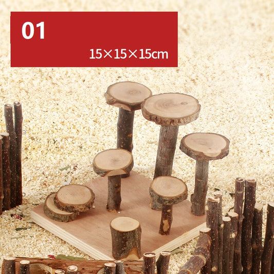 Plataforma de Madera Natural con Columpio y Cerca para Hámster - Image 2