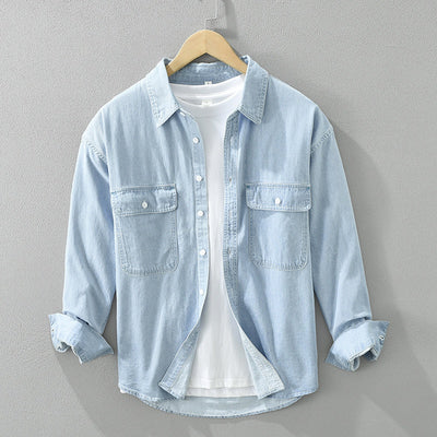 Blusa Denim Artística de Manga Larga Suelta y Casual - Image 6