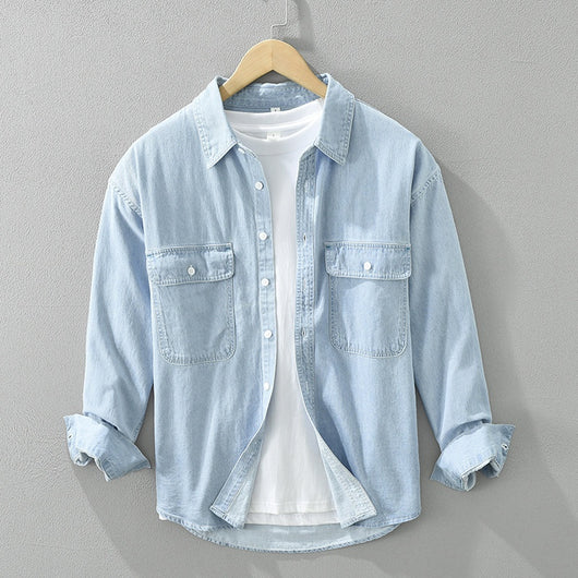 Blusa Denim Artística de Manga Larga Suelta y Casual - Image 6