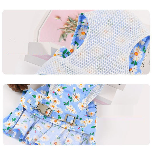Vestido Princesa Delgado para Perro con Arnés y Cuerda de Paseo Verano - Image 8