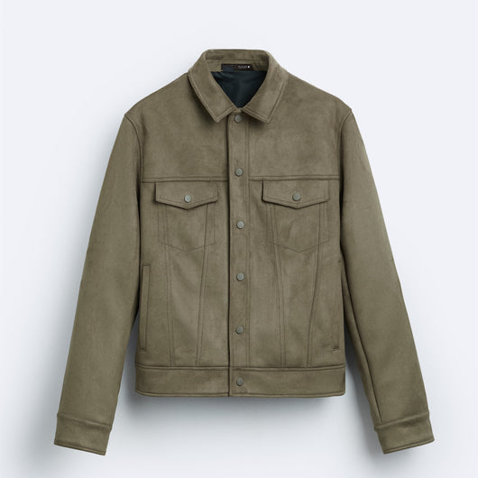 Chaqueta de Solapa en Efecto Gamuza para Hombre - Image 12