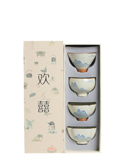 Taza Kung Fu de Porcelana Pintada a Mano - Paisaje Tradicional Gris - Image 13