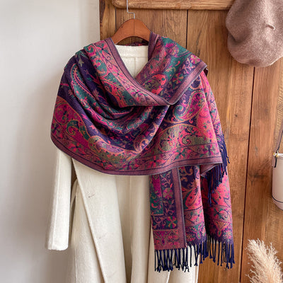 Pashmina Étnica Gruesa con Borlas - Bufanda Térmica Abrigadora - Image 4