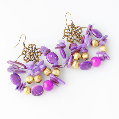Aretes Bohemios Artesanales con Cuentas de Colores - Image 4