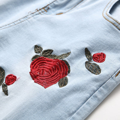 Pantalones Vaqueros Elásticos con Estampado Bordado para Hombre - Image 11